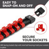 Picture of ALOANES 3 PC ABS Socket Organizer, 3/8 inch, Drive Socket Rail Holders, Heavy Duty Socket Racks, Black Rails with Red Clips