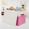 Picture of Large Toy Box with Lid, Sturdy Toy Storage Chest Bin Boxes Organizer Basket with Dividers for Toddlers, Kids, Boys, Girls, Nursery, Closet, Bedroom, Playroom 25"x13" x16" (Pink and White)