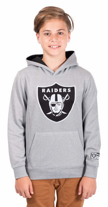 Picture of Ultra Game NFL Boys Extra Soft Fleece Pullover Hoodie Sweatshirt, Las Vegas Raiders, Heather Gray, 10-12