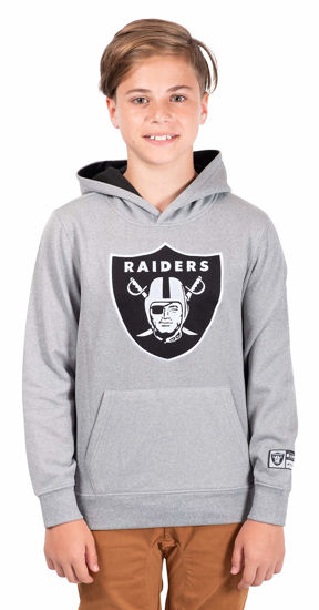 Picture of Ultra Game NFL Boys Extra Soft Fleece Pullover Hoodie Sweatshirt, Las Vegas Raiders, Heather Gray, 10-12
