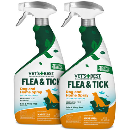 Picture of Vet’s Best Flea & Tick Home Spray for Dogs - Cotton Spice Scent Dog Flea & Tick Aid - Made in The USA - Flea & Tick Home Spray - Flea Protection for Dogs - 32 oz, Pack of 2