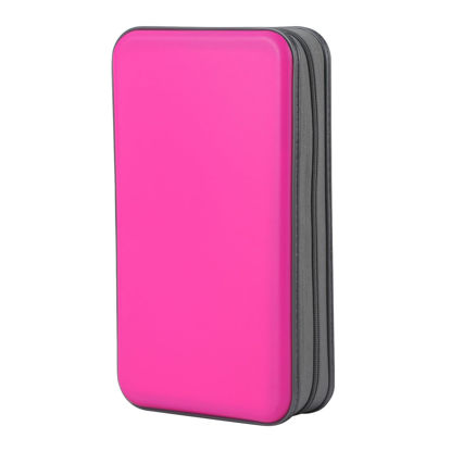 Picture of alavisxf xx CD Case, 96 Capacity Hard Plastic CD Holder Protective DVD Disc Storage Case Holder Portable Zipper CD DVD Organizer Storage Wallet for Car Home Travel (96 Capacity, Hot Pink)