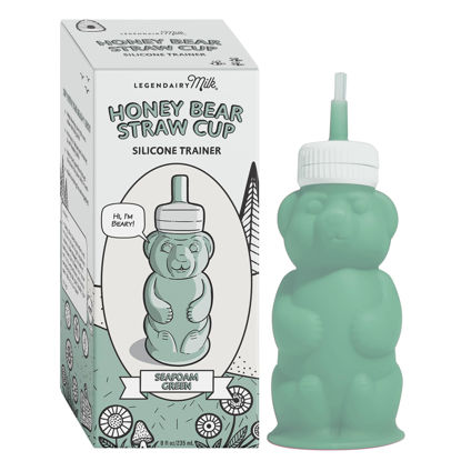 Picture of Legendairy Milk Honey Bear Straw Cup Silicone for Babies (Green), 8 oz. Dishwasher Safe Baby Straw Cup, Food Grade Silicone, Honeybear Sippy Cup for Ages 4+ Months, Trainer Straw Cup for Toddlers 1-3