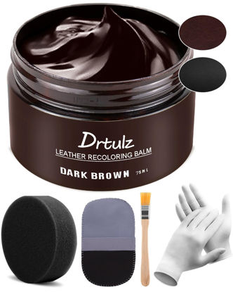 Picture of Dark Brown Leather Recoloring Balm, Leather Repair Kit for Furniture, Leather Scratch Remover, Leather Color Restorer for Couch, Car Seats, Shoes - Repair Leather Dye for Scratched and Faded Leather