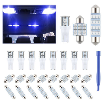 Picture of iFunyLED 24 Pieces Dome Light LED Car Interior Bulb Kit Set 194 T10 DE3175 578 31mm 42mm Bulbs Interior Replacement Lights for Car Map License Plate Door Side Marker Cornering Trunk Light - Blue