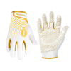 Picture of HANDLANDY Youth Football Gloves, Sticky Wide Receiver Gloves for Kids & Adult, White and Gold Stretch Fit Football Gloves (Large)