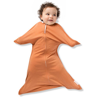 Picture of SleepingBaby Zipadee-Zip Transition Swaddle - Cozy Baby Swaddling Blanket with Zipper Convenience - Roomy Baby Wearable Blanket for Easy Diaper Changes - Spice, Small (4-8 Month)