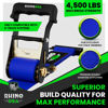 Picture of Rhino USA E Track Ratchet Tie Down Straps (4,500lb Break Strength) - Includes (2) Premium 2" x 16' eTrack Tie Downs - Ultimate Heavy Duty eTrack Cargo Strap System for Trailer, Truck, Motorcycle