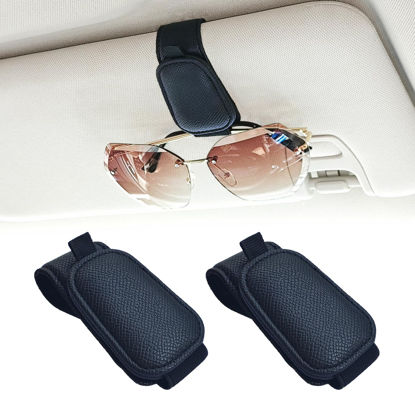 Picture of Yuoyar 2 Packs Magnetic Sunglass Holder for Car Visor - Sunglasses Clip for Car Visor Universal Fit for Different Size Eyeglasses - Convenient Interior Car Accessories (2, Black)