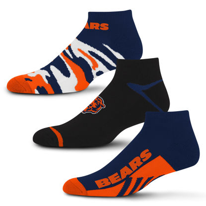 Picture of For Bare Feet NFL Chicago Bears CAMO Boom 3 Pack Ankle Sock Team Colors Large