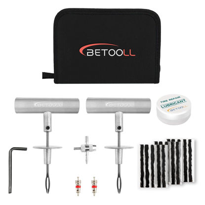 Picture of BETOOLL 24pcs Tire Repair Kits,Tire Plug Repair Tools for Car, Motorcycle, Jeep, RV, ATV,SUV, Truck, Trailer,Tractor, Lawn Mower