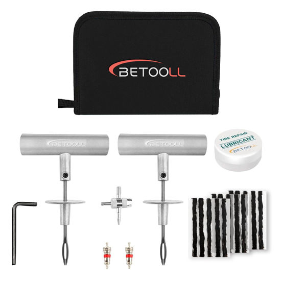 Picture of BETOOLL 24pcs Tire Repair Kits,Tire Plug Repair Tools for Car, Motorcycle, Jeep, RV, ATV,SUV, Truck, Trailer,Tractor, Lawn Mower