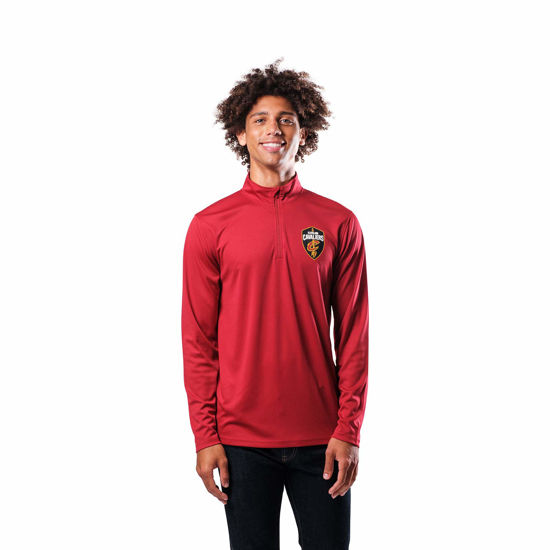 Picture of Ultra Game Men's Standard Quarter Zip Pullover Long Sleeve Tee, Team Color, Medium