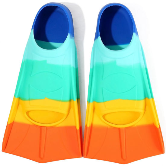 Picture of Foyinbet Kids Swim Fins,Short Youth Fins Swimming Flippers for Lap Swimming and Training for Children Girls Boys Youth Women Men Small