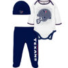Picture of Gerber NFL Houston Texans 3 Pack Bodysuit Footed Pant and Cap Registry Gift Set, blue/white Houston Texans, 3-6M