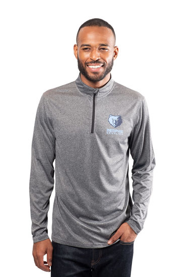 Picture of Ultra Game Men's Standard Quarter Zip Pullover Long Sleeve Tee, Heather Charcoal, Small