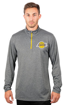 Picture of Ultra Game Men's Standard Quarter Zip Pullover Long Sleeve Tee, Heather Charcoal, Small