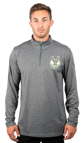 Picture of Ultra Game Men's Standard Quarter Zip Pullover Long Sleeve Tee, Heather Charcoal, X-Large