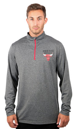 Picture of Ultra Game Men's Standard Quarter Zip Pullover Long Sleeve Tee, Heather Charcoal, Medium