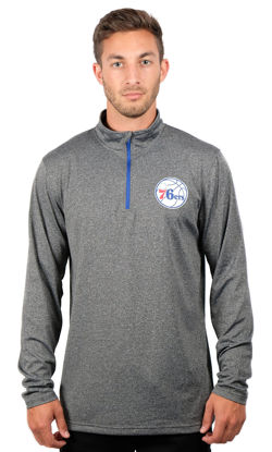 Picture of Ultra Game Men's Standard Quarter Zip Pullover Long Sleeve Tee, Heather Charcoal, Large
