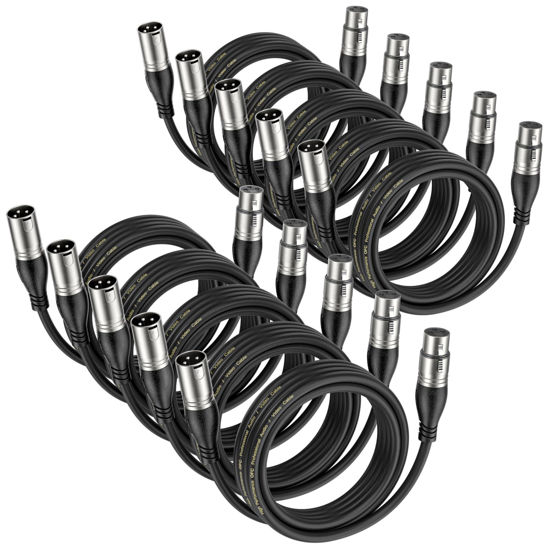 Picture of EBXYA XLR Cable 3ft 10 Packs - Premium Balanced Microphone Cable with 3-Pin XLR Male to Female Mic Speaker Cable, Black