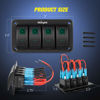 Picture of Nilight 4 Gang Rocker Switch Panel 5Pin On Off Toggle Switch Aluminum Holder 12V 24V Dash Pre-Wired Green Backlit Switches for Automotive Cars Marine Boats RVs Truck