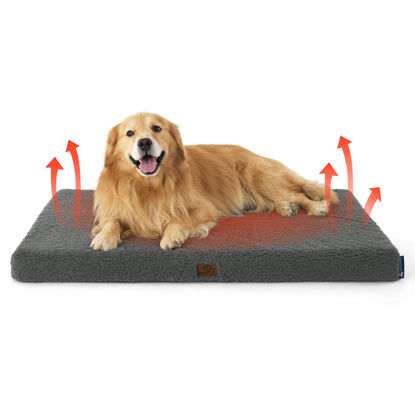 Picture of Bedsure Self Warming Dog Beds Large Sized Dog - Extra-Large Orthopedic Waterproof Puppy Bed with Removable Washable Cover, Egg Crate Foam Pet Mat, Suitable for Pet Up to 100 lbs