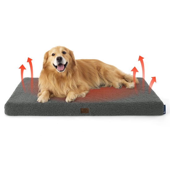 Picture of Bedsure Self Warming Dog Beds Large Sized Dog - Extra-Large Orthopedic Waterproof Puppy Bed with Removable Washable Cover, Egg Crate Foam Pet Mat, Suitable for Pet Up to 100 lbs
