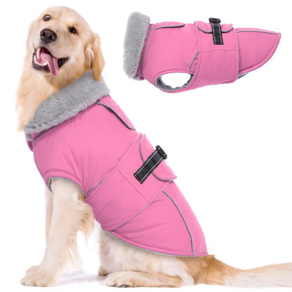 Picture of Lelepet Warm Dog Coat Reflective Dog Fleece Vest Waterproof Dog Jacket Windproof Dog Winter Coat Dog Cold Weather Coats with Adjustable Buckle Fleece Lining Dog Snowsuit Dog Coat for Large Dogs, XXL