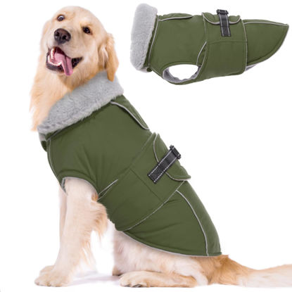 Picture of Lelepet Warm Dog Coat Reflective Dog Fleece Vest Waterproof Dog Jacket Windproof Dog Winter Coat Dog Cold Weather Coat with Adjustable Buckle Large Dog Coat Dog Snowsuit Dog Coat for Extra Large Dogs