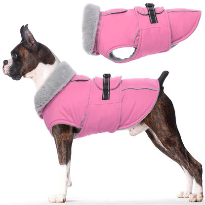 Picture of Lelepet Warm Dog Coat Reflective Dog Fleece Vest Waterproof Dog Jacket Windproof Dog Winter Coat Dog Cold Weather Coats with Adjustable Buckle Fleece Lining Dog Snowsuit Dog Coat for Small Dogs, S