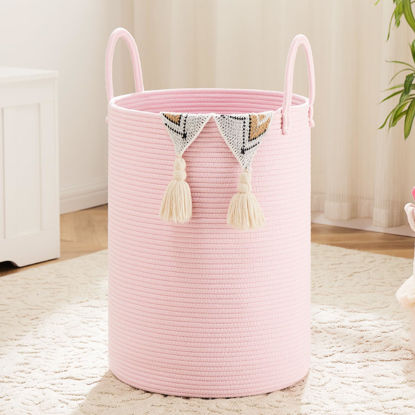 Picture of Artfeel Laundry Basket,Woven Cotton Rope Laundry Hamper,60L for Decorative Storage of Dirty Clothes,Toys and Blankets in Bathroom,Baby Room and Living Room