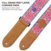 Picture of Nefelibata Guitar Strap,Double leather ends,Vintage Woven W/FREE BONUS-4 Picks+Strap Locks+Strap Button,Best Gift For Bass,Electric&Acoustic Guitars for Guitar(Vintage blue red embroidery)