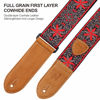 Picture of Nefelibata Guitar Strap,Double leather ends,Vintage Woven W/FREE BONUS-4 Picks+Strap Locks+Strap Button,Best Gift For Bass,Electric&Acoustic Guitars for Guitar(Vintage red brown embroidery)