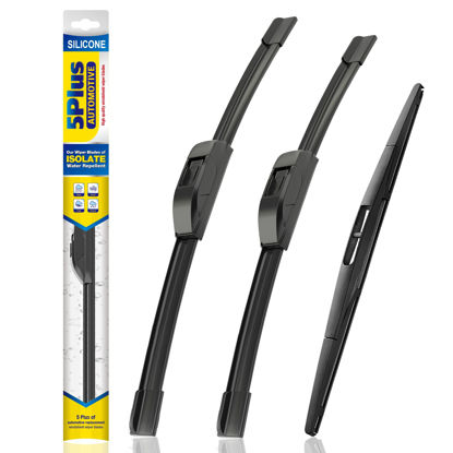 Picture of 5 PLUS® Silicone Windshield Wipers Replacement for 2016 2017 2018 2019 2020 2021 2022 2023 2024 HONDA Pilot Wiper Blades(Set of 3),Automotive Replacement Windshield Wiper Blades For My Car-26"/24"/14"