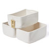 Picture of MiniArk Shelf Storage Baskets for Organizing | Closet Organizer Bins | Small Baskets | Toy Basket | Cute Decorative Basket | Cube Storage Bin | Woven Rope Basket | 13×8.5×5.1” | 3 Packs Off White
