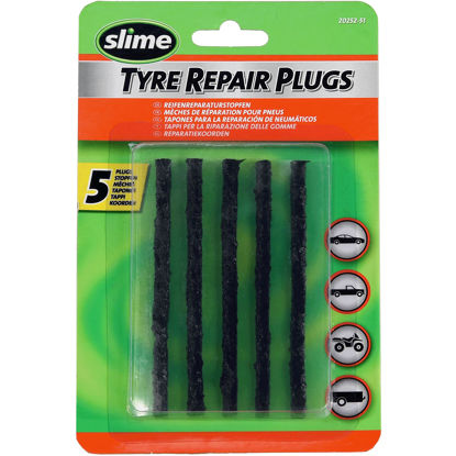 Picture of Slime 20252 Tire Repair Plugs Strings, ACT, Mowers, Wheelbarrows, 7-ply, 4in, 5 Count