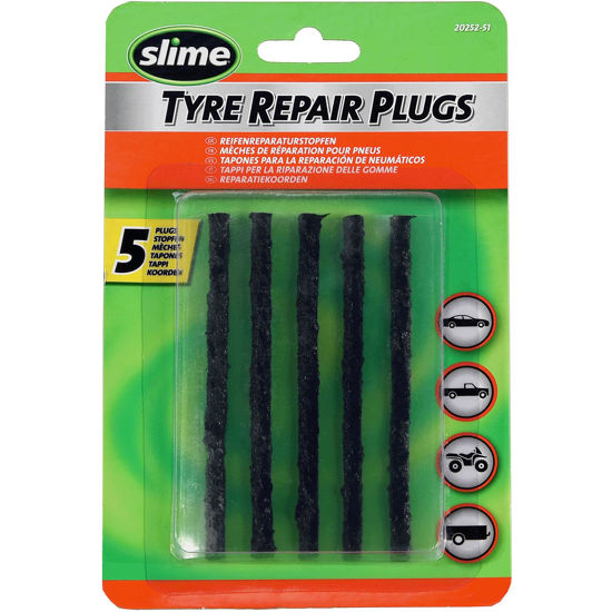 Picture of Slime 20252 Tire Repair Plugs Strings, ACT, Mowers, Wheelbarrows, 7-ply, 4in, 5 Count