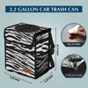 Picture of Femuar Car Trash Can Leak Proof Car Trash Bag Waterproof Car Garbage Can with Lid for SUV Multipurpose Car Hanging for Headrest Collapsible and Portable with Storage Mesh Pocket, Zebra Stripe