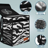Picture of Femuar Car Trash Can Leak Proof Car Trash Bag Waterproof Car Garbage Can with Lid for SUV Multipurpose Car Hanging for Headrest Collapsible and Portable with Storage Mesh Pocket, Zebra Stripe