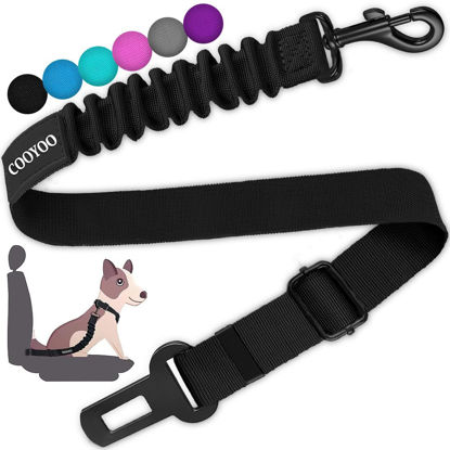 Picture of COOYOO Dog Seat Belt,3 Piece Set Retractable Dog Car Harness Adjustable Dog Seat Belt for Vehicle Nylon Pet Safety Seat Belts Heavy Duty & Elastic (1 Pack Black)