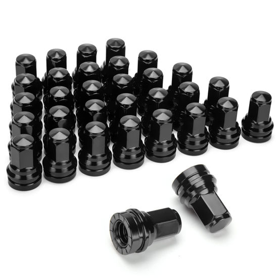 Picture of Dynofit 14mmx1.5 OEM Lug Nuts Fit F-250 F-350 2017-2024, 32pcs Flat/Mag Seat Factory Wheel Nuts for Heavy Duty Truck, One-Piece Design Chrome Stock Lug Nuts Replace OE#HCPZ-1012-B HCPZ-1012-A