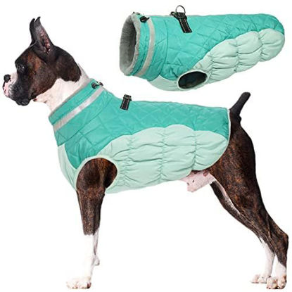 Picture of Lelepet Warm Dog Winter Coat,Medium Dog Coat Waterproof Dog Jacket with Harness Dog Padded Vest Windproof Reflective Dog Fleece Jacket Vest Turtleneck Zippered Dog Snow Coat Dog Coat for Medium Dogs