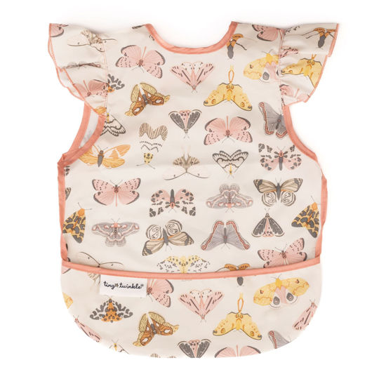 Picture of Tiny Twinkle Mess Proof Baby Bib - Waterproof Baby Apron - Machine Washable - PVC, BPA, & Phthalate Free - Great Travel Bib for Baby Eating - Baby Food Bibs (Flutter,Large 2-4 Years)