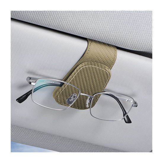 Picture of AICEL Sunglasses Holders for Car Sun Visor, Leather Eyeglasses Hanger Mounter, Magnetic Glasses Holder and Ticket Card Clip, Auto Interior Accessories Universal for SUV Pickup Truck
