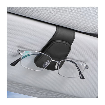 Picture of AICEL Sunglasses Holders for Car Sun Visor, Leather Eyeglasses Hanger Mounter, Magnetic Glasses Holder and Ticket Card Clip, Auto Interior Accessories Universal for SUV Pickup Truck