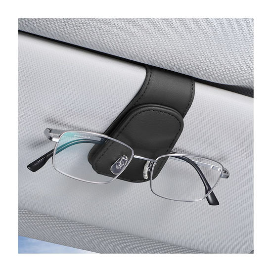 Picture of AICEL Sunglasses Holders for Car Sun Visor, Leather Eyeglasses Hanger Mounter, Magnetic Glasses Holder and Ticket Card Clip, Auto Interior Accessories Universal for SUV Pickup Truck