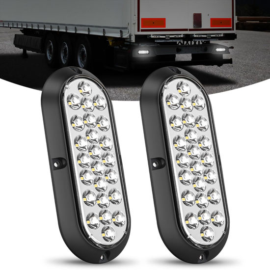 Picture of Nilight 6Inch Oval Tail Light 2PCS White 24LED Back Up Reverse Light Surface Mount Marker Light Sealed IP67 Waterproof Taillight for 12V RV Camper Truck Trailer Caravan Bus