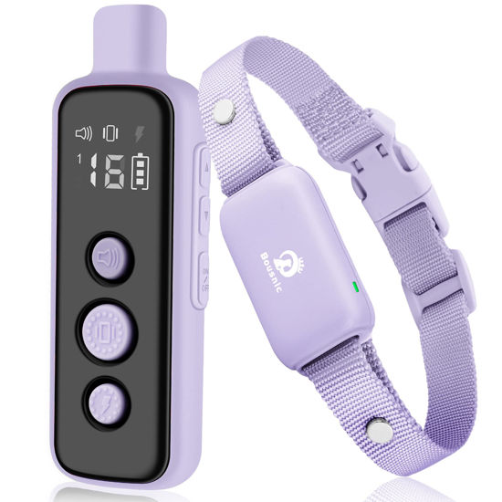 Picture of Bousnic Shock Collar for Dogs - Waterproof Rechargeable Dog Electric Training Collar with Remote for Small Medium Large Dogs with Beep, Vibration, Safe Shock Modes (8-120 Lbs) (Purple)
