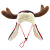 Picture of Huxley & Kent Pet Hat | Antler Buffalo Check (Medium) | Festive Christmas Holiday Accessory for Dogs/Cats | Holiday Pet Hat | SnugFit Sliding Toggles for Best Fit